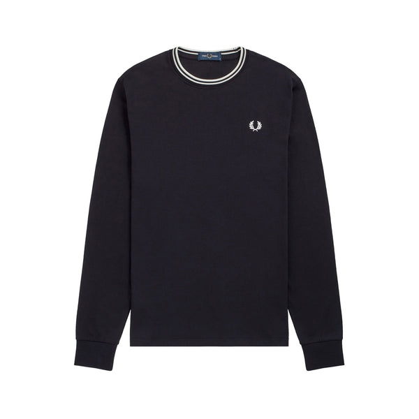 Fred Perry T-shirt T-shirt Uomo girocollo con doppia riga Nero bianco - Francavilla Moda